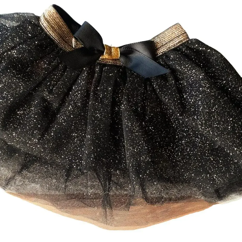Ballerina Tutu 9M-12M Toddler Skirt Black Gold Sparkle‎ Christmas Costume Dance